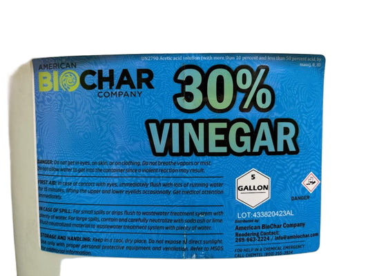 30% vinegar, warning label, 5-gal container