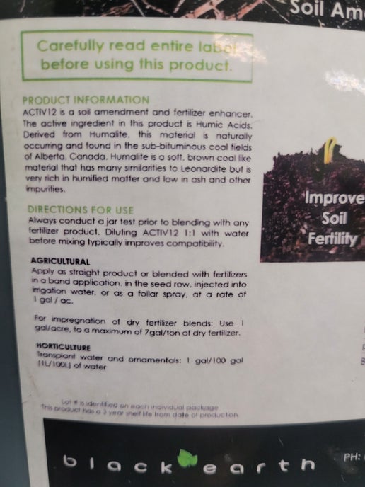 Humate Soil Conditioner - Liquid, product information and directions for use