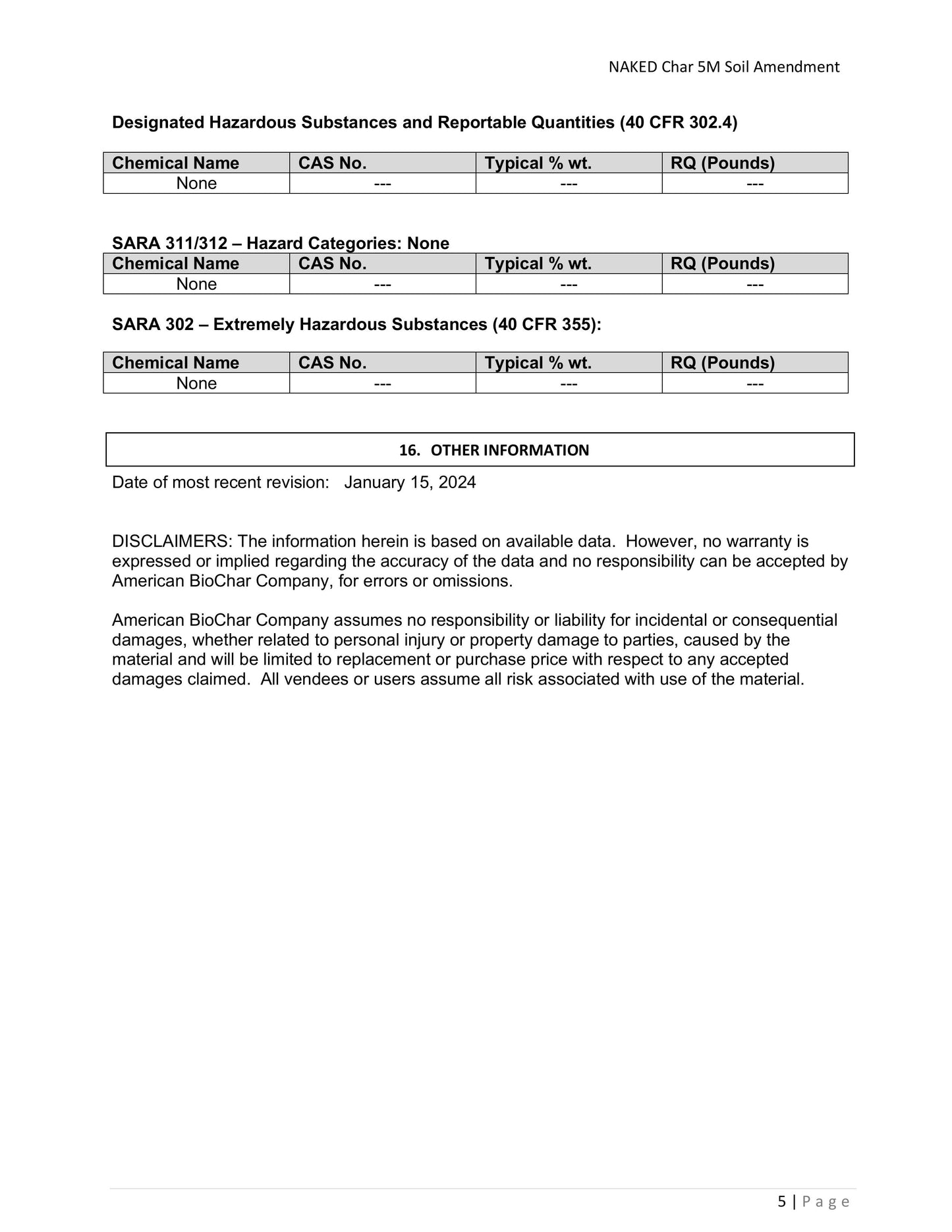 NAKED Char 5M Soil Amendment - Liquid