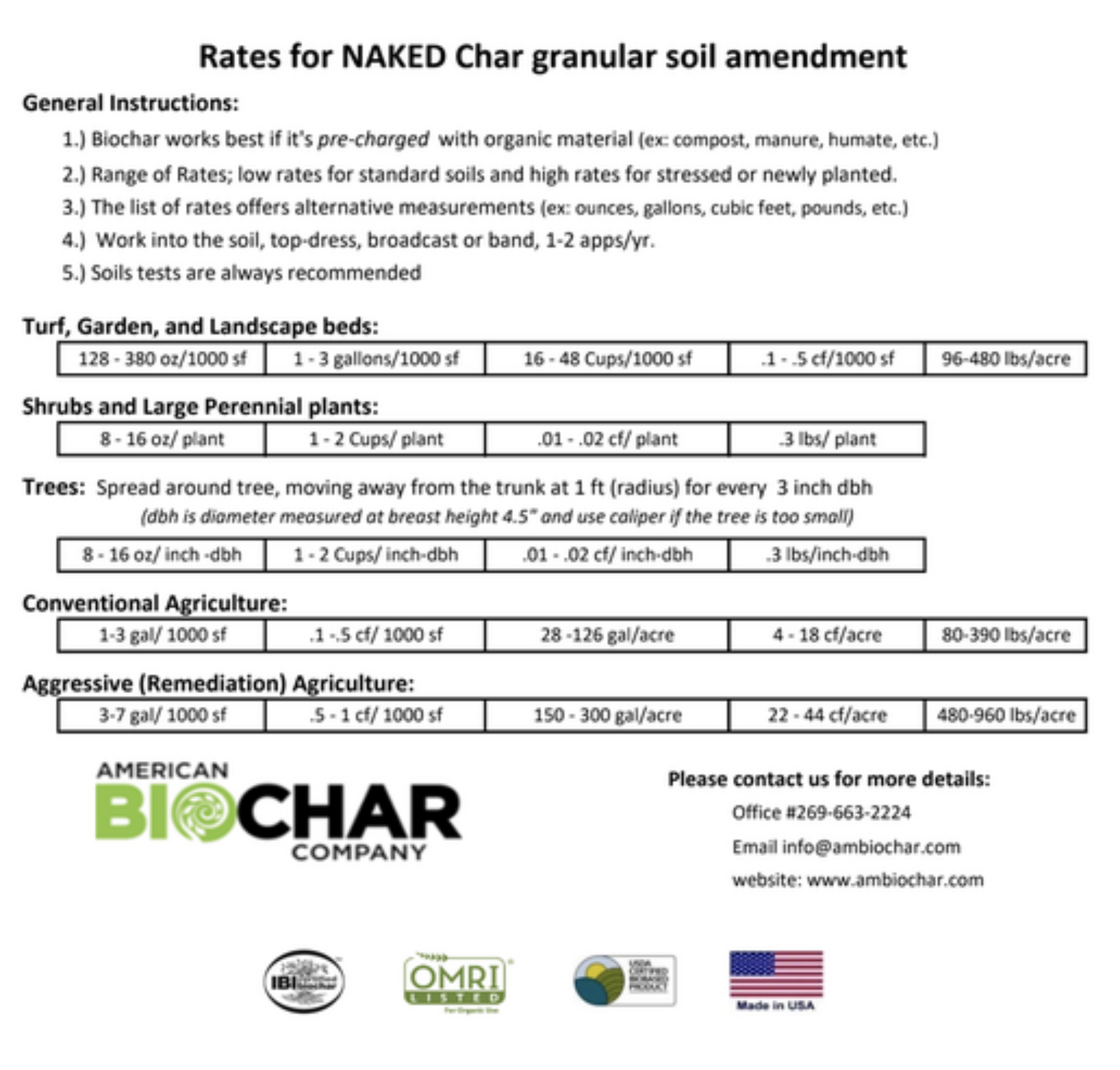 NAKED Char Soil Amendment - Granular, general instructions for use