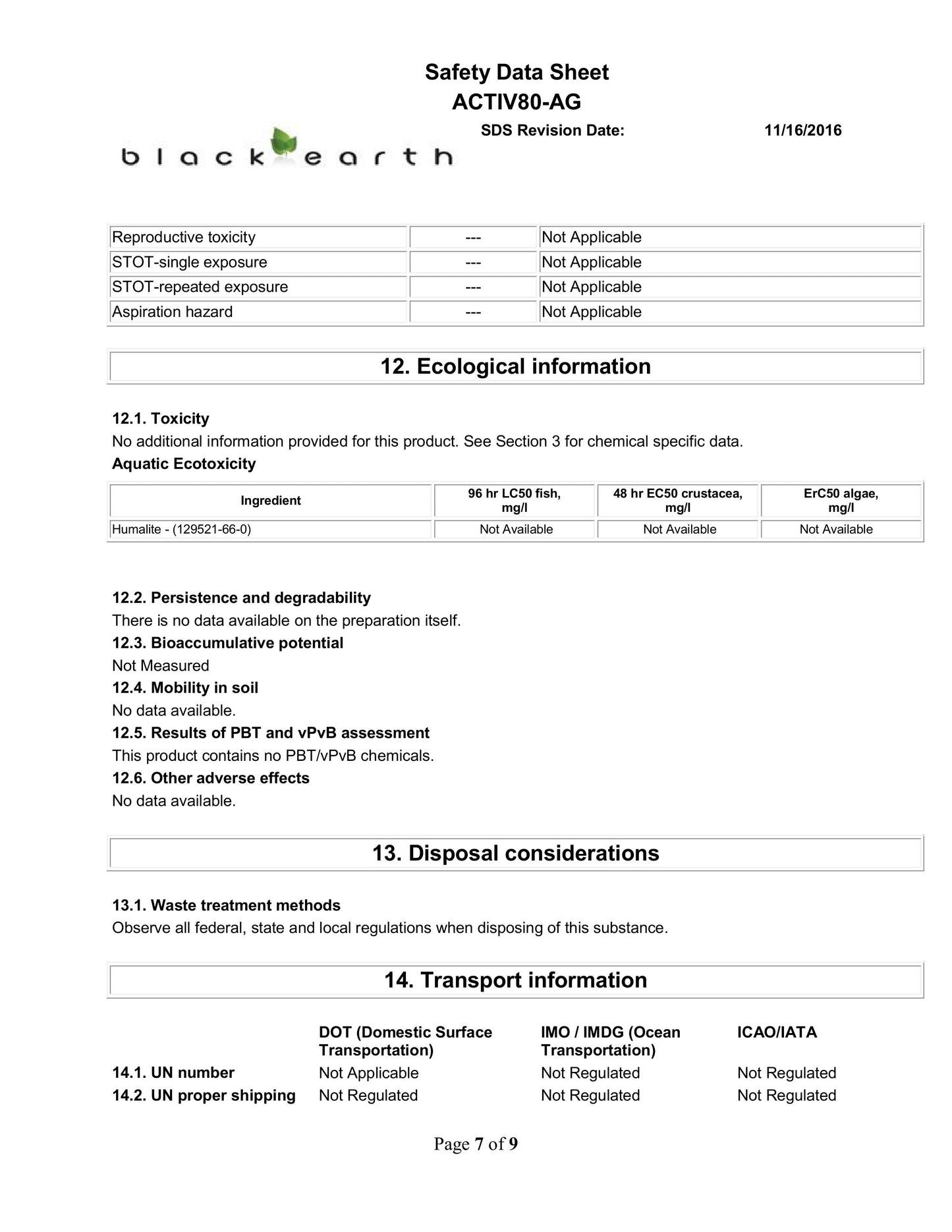 Humate (Humalite) Soil Conditioner - Granular