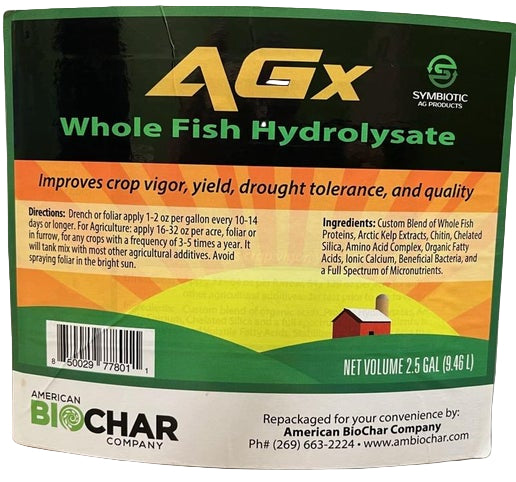Symbiosis AGX - Whole Fish Hydrolysate, directions for use and ingredient label