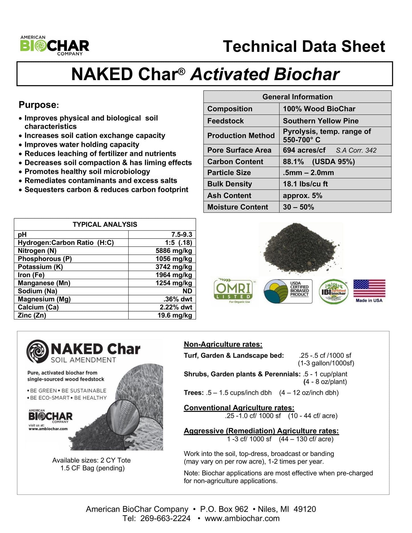 NAKED Char Pure Biochar Soil Amendment - Granular