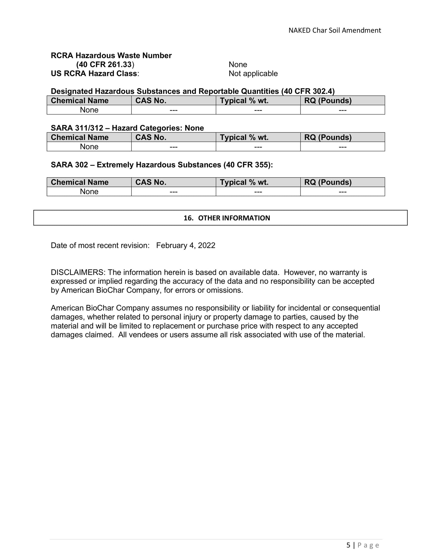 NAKED Char Pure Biochar Soil Amendment - Granular