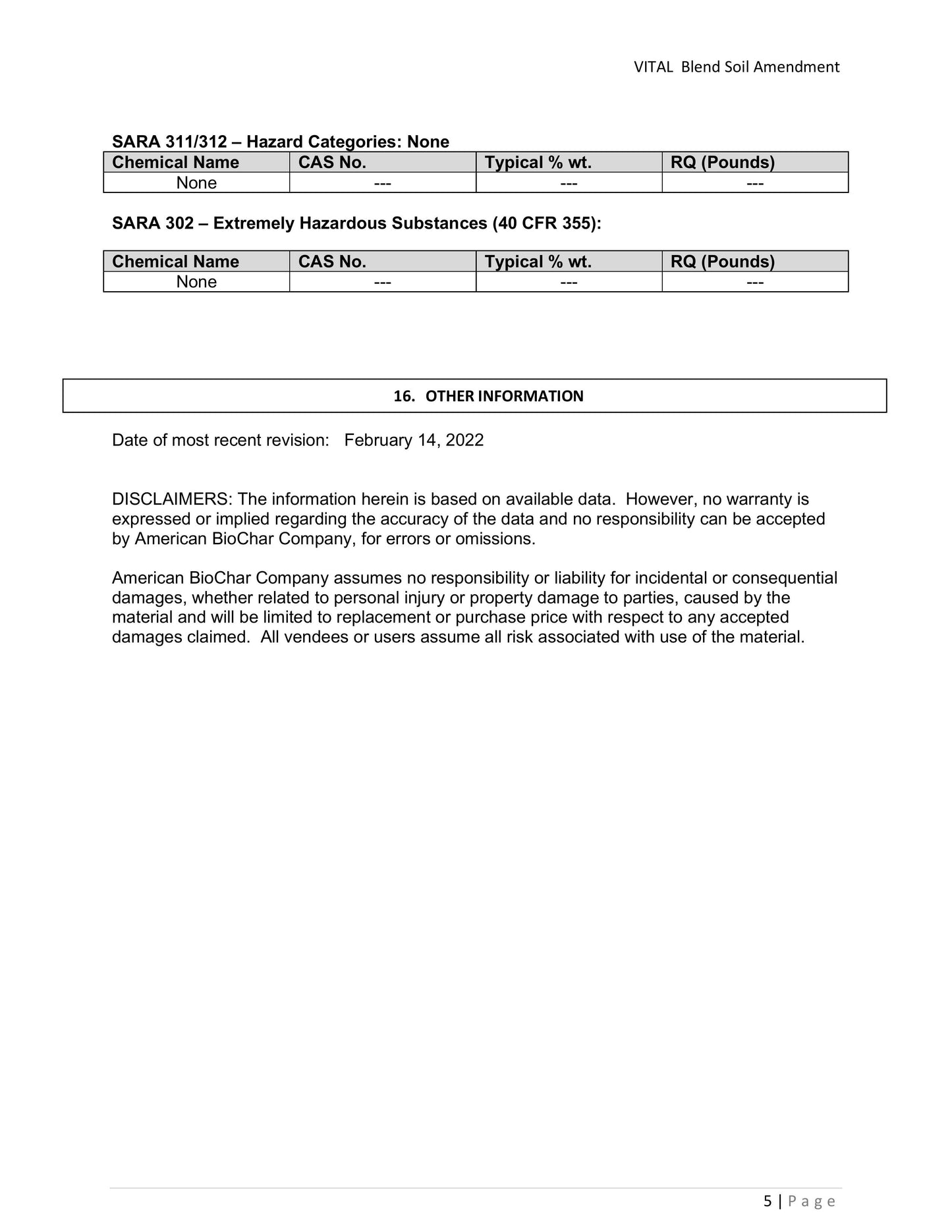 VITAL Blend 5M Soil Amendment - Liquid