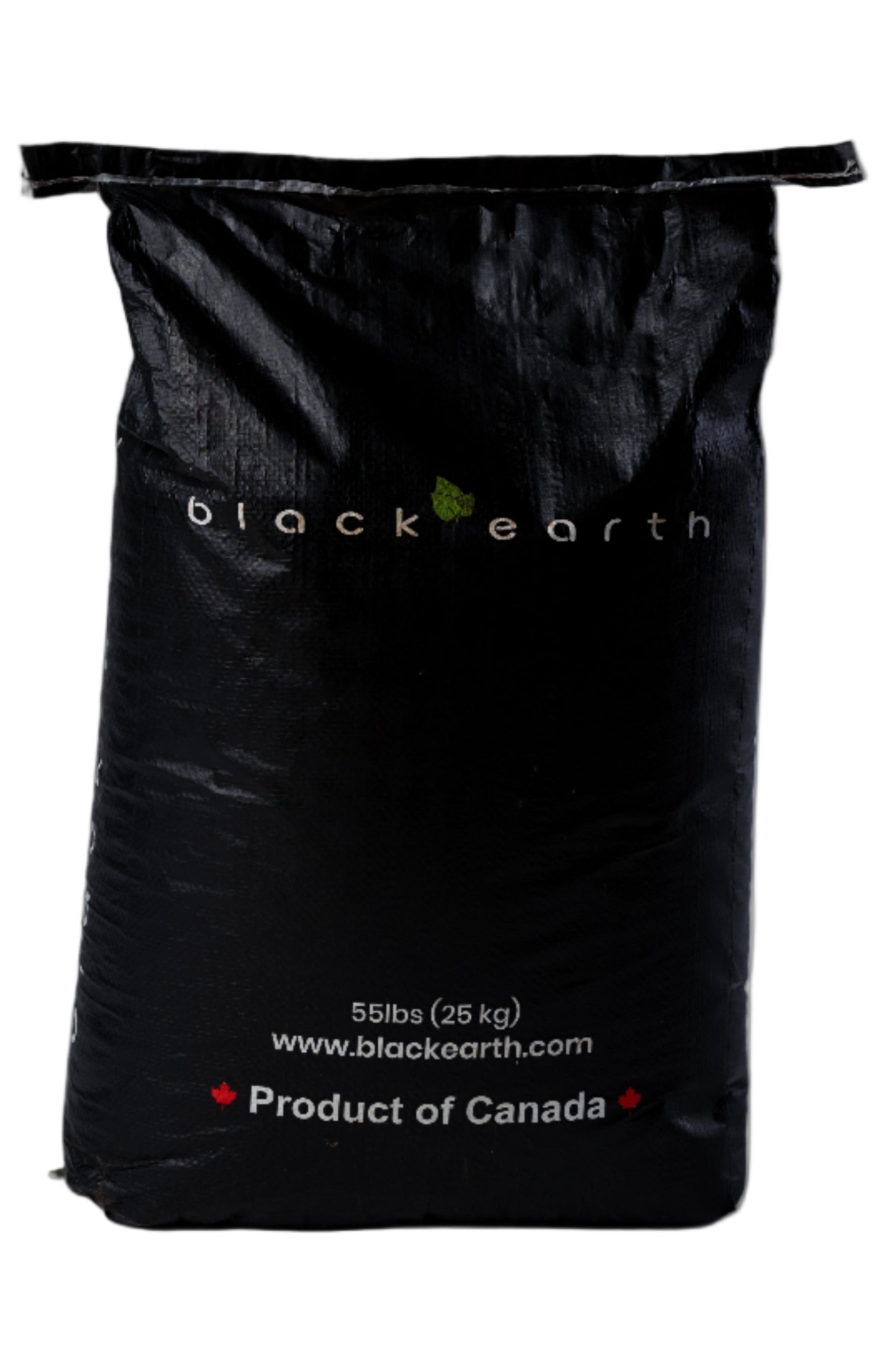 black earth, granular freshwater sourced humate on white background